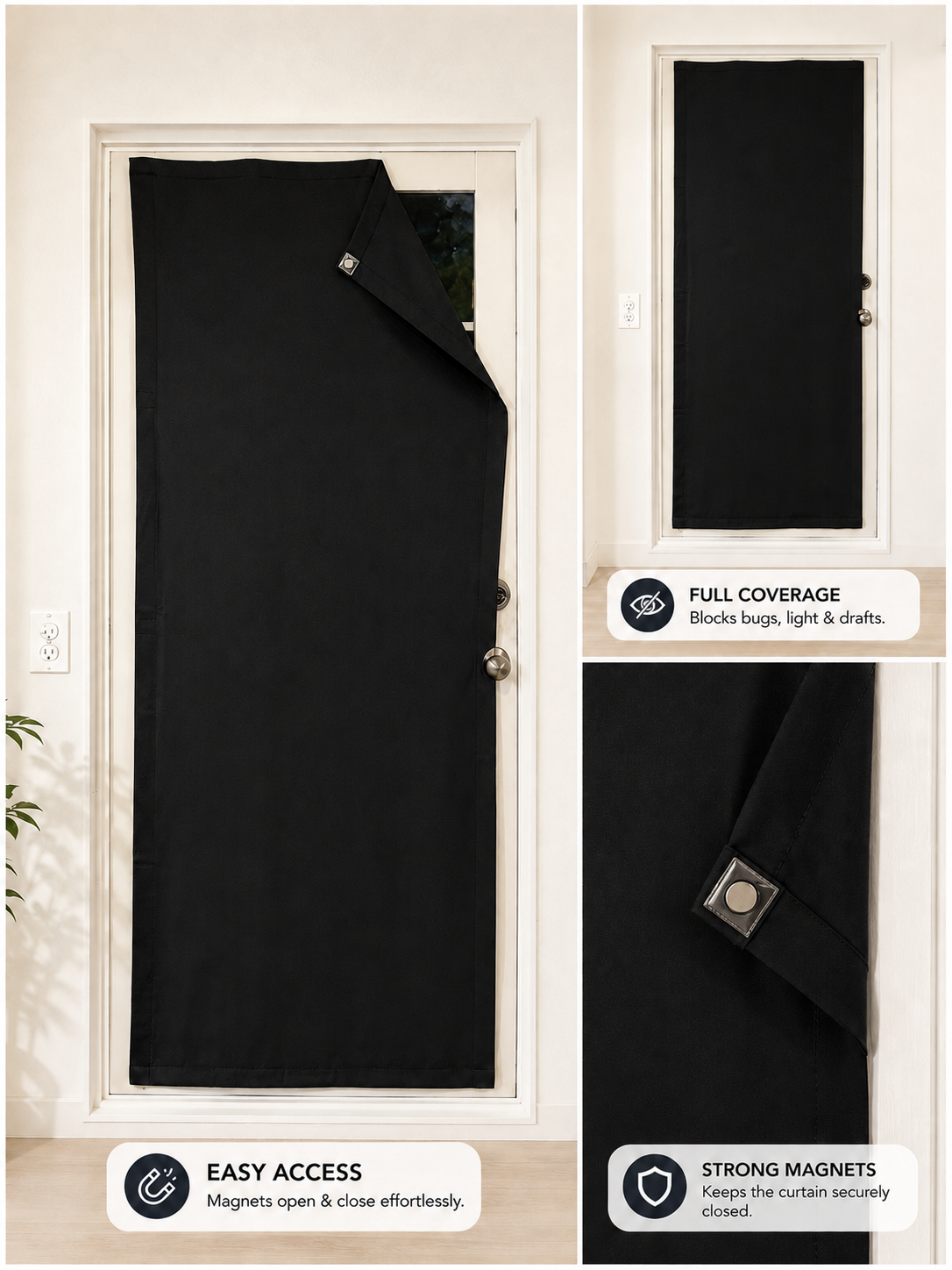 Tlaks Magnetic Curtains - Thermal Insulated Blackout Curtains - No Tools Installation - Designed in the U.S.A.