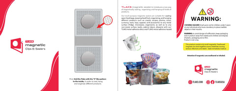 Clips y selladores magnéticos Tlaks - Clips para bolsas de alimentos o artículos - Perfecto para un sello, clip para alimentos, decoración u oficina, cocina, organización del hogar