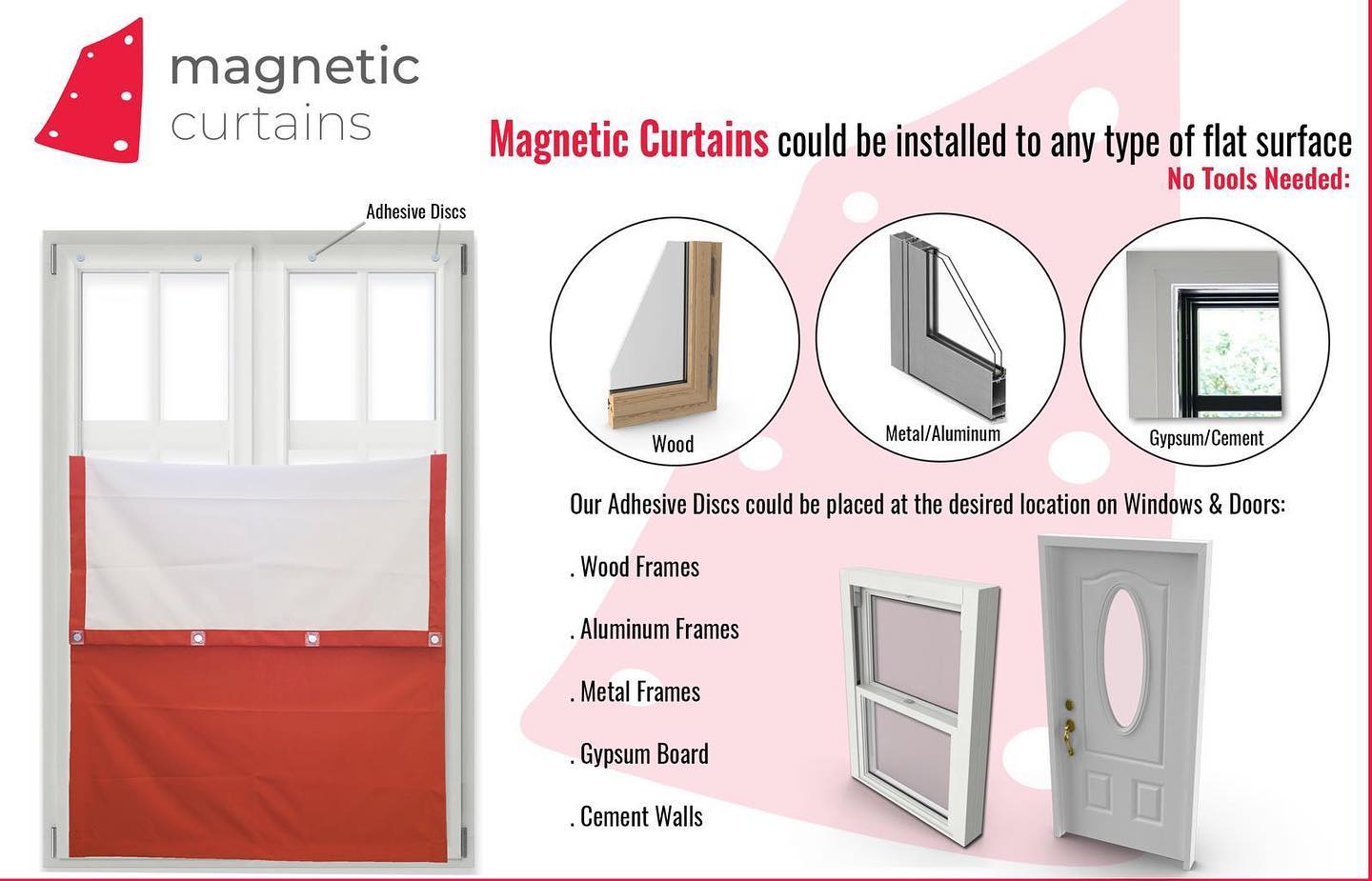 Tlaks磁気カーテン-オーダーメイドカスタム-断熱ブラックアウトカーテン-工具の取り付けなし-米国で設計および製造